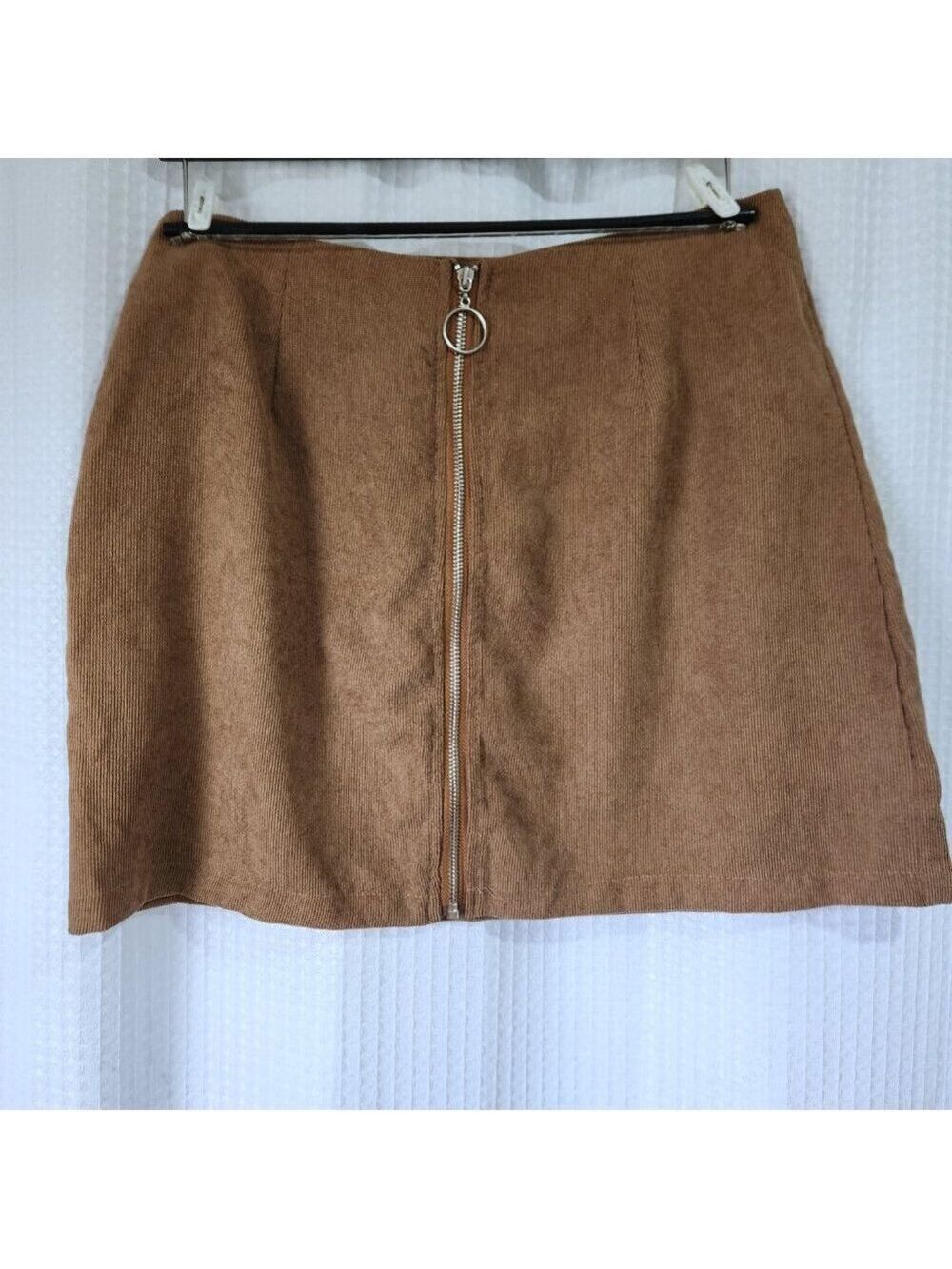 Mini Skirt Womens Size Large Brown Corduroy Full Zipper in Back Shein - Picture 4 of 7